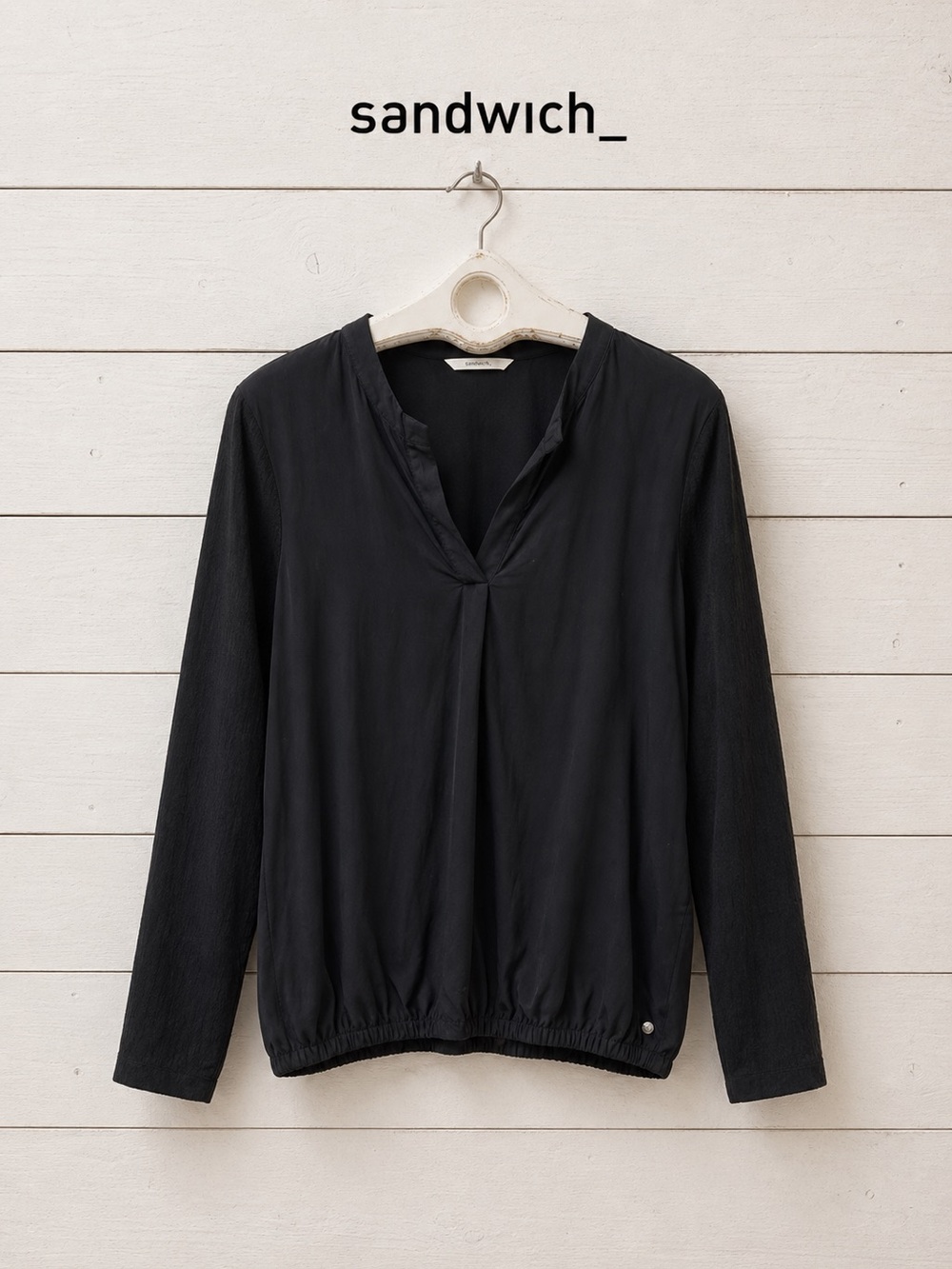 SANDWICH – Black Mixed-Fabric Top (M)